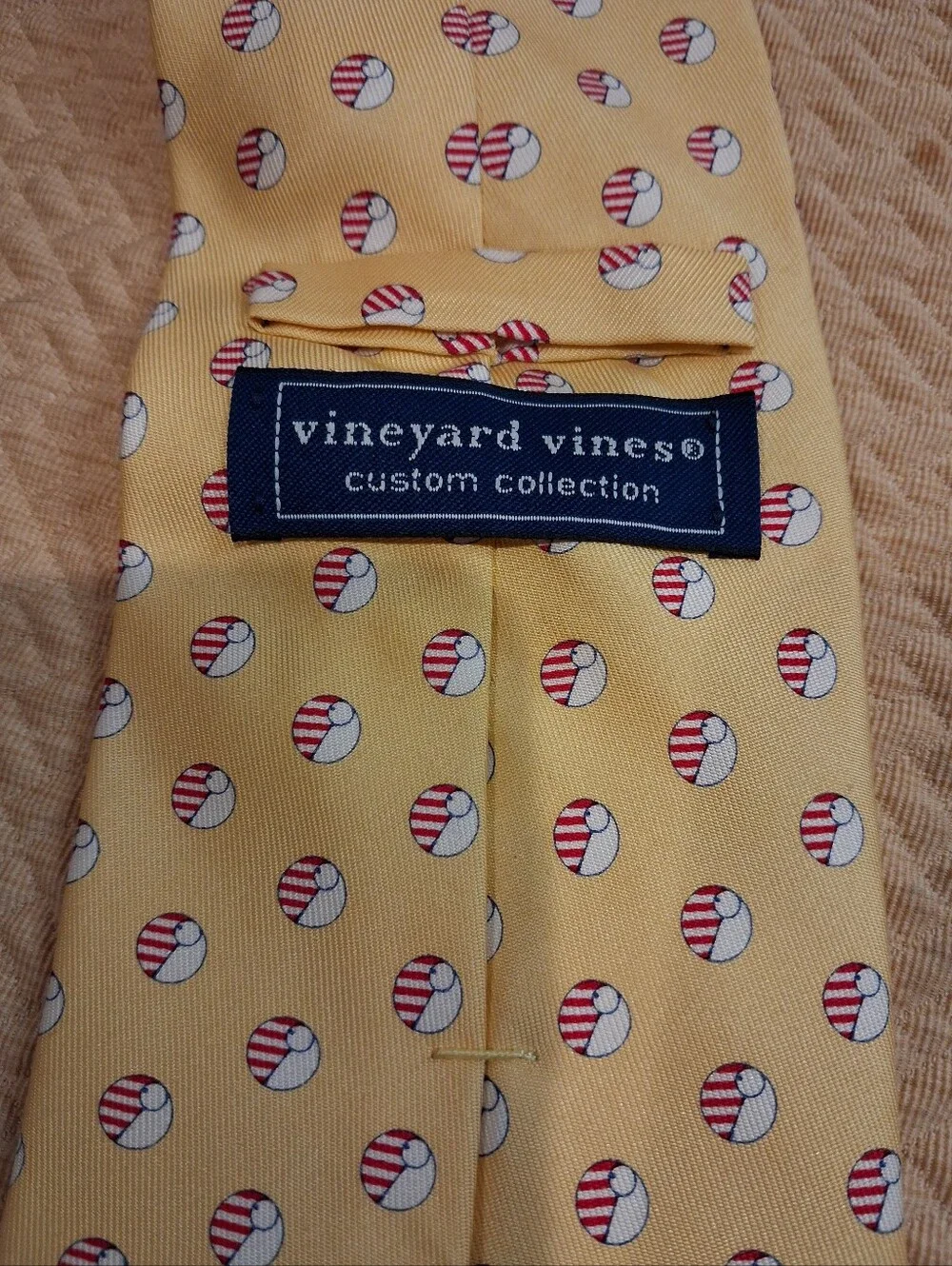 Vineyard Vines Yellow W/ Beach Ball Print Silk Tie